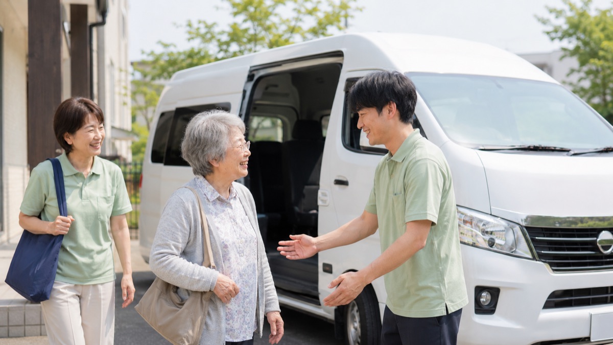 送迎車で利用者を迎える様子(イメージ)