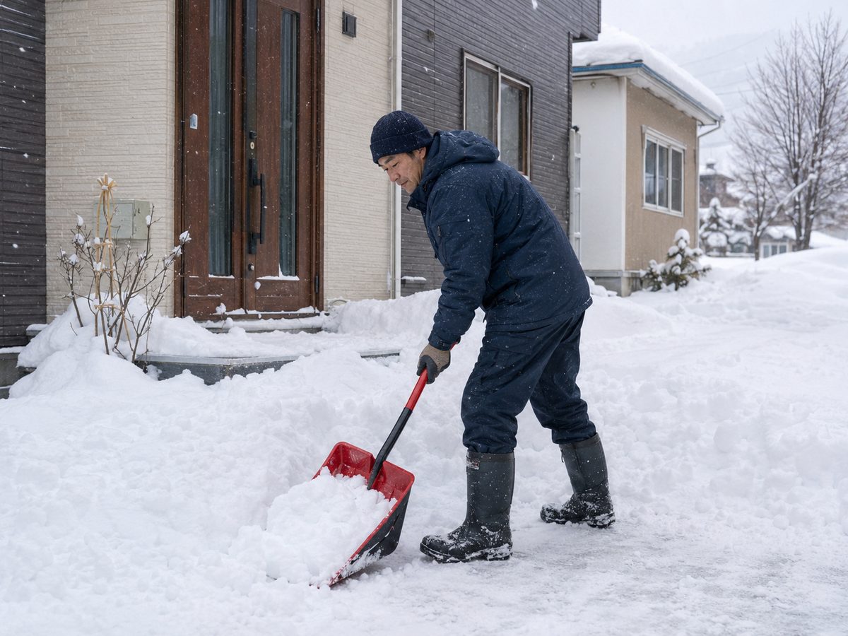 家の前の雪かき作業の様子(イメージ)