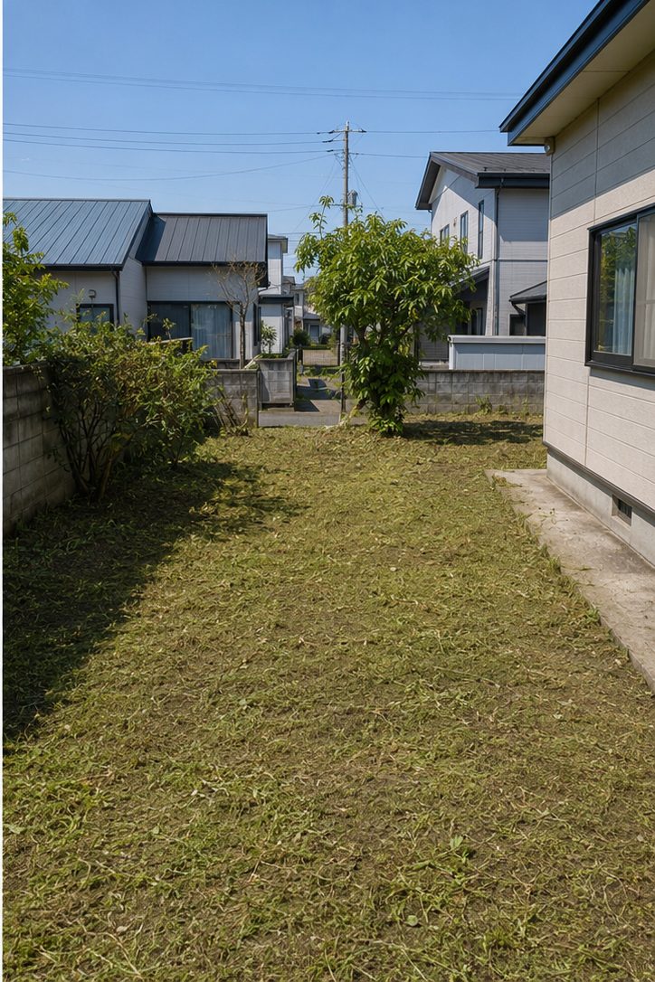 草刈り後のさっぱりした庭(イメージ)