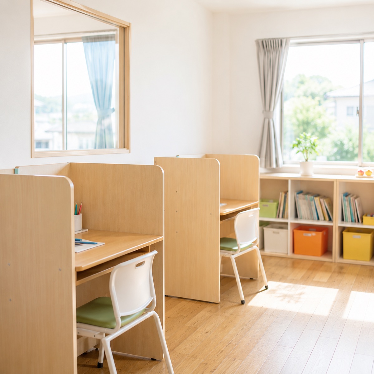 仕切りのある個別学習机