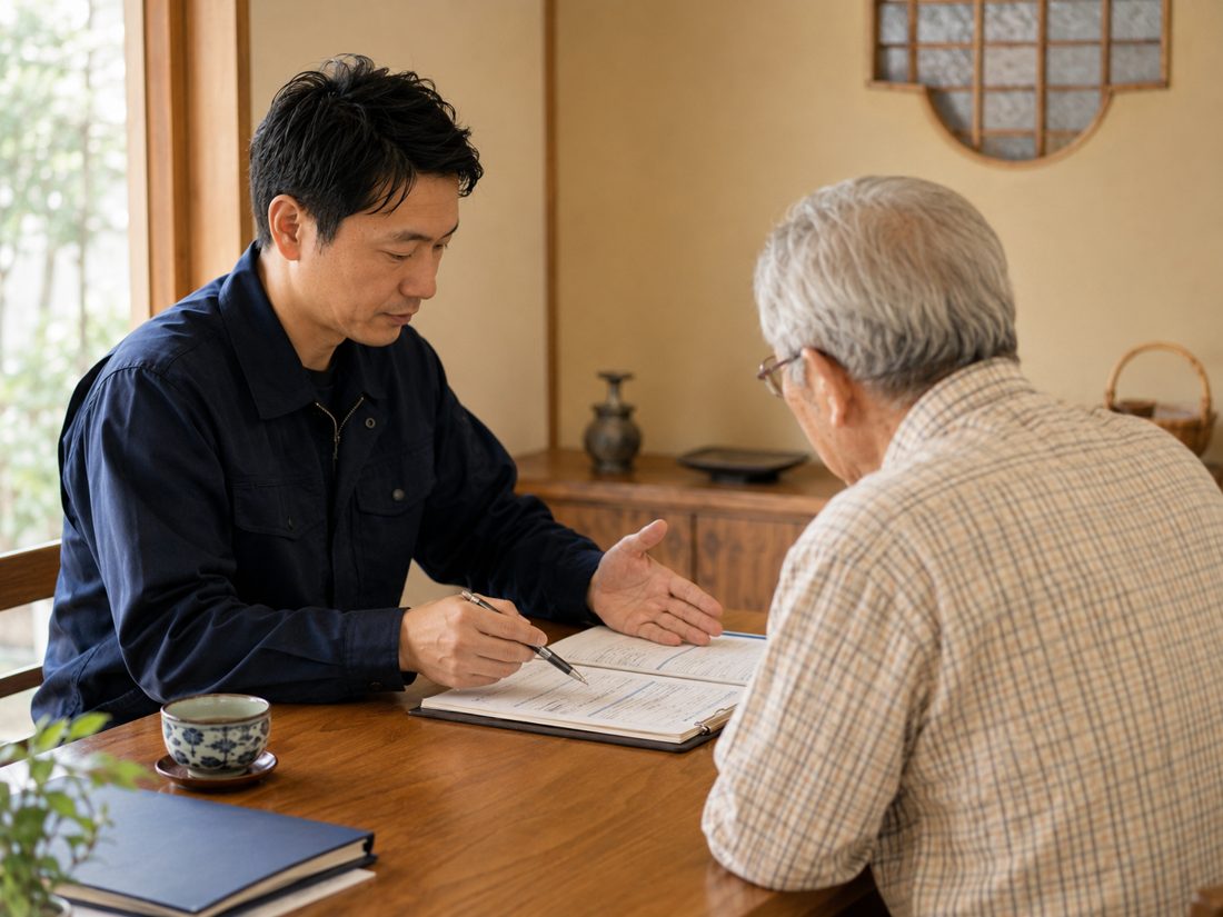 お客様にていねいに説明している様子