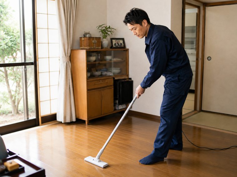 搬出後にお部屋を清掃する様子