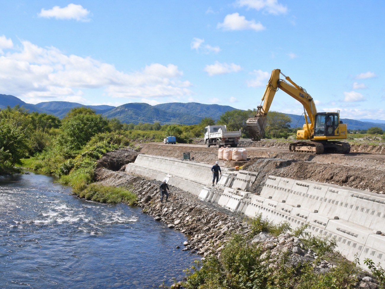 河川の護岸整備の現場(イメージ)