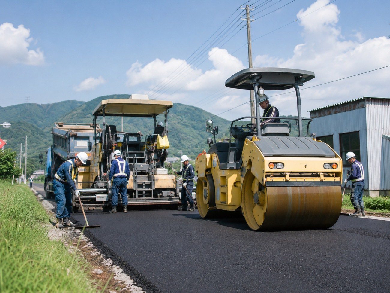 道路舗装工事の現場(イメージ)