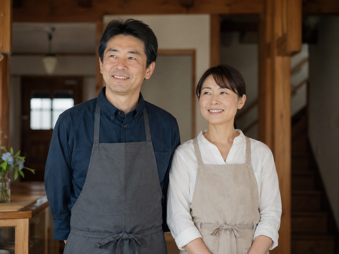 ペンションほとりやを営む夫婦（架空の人物イメージ）