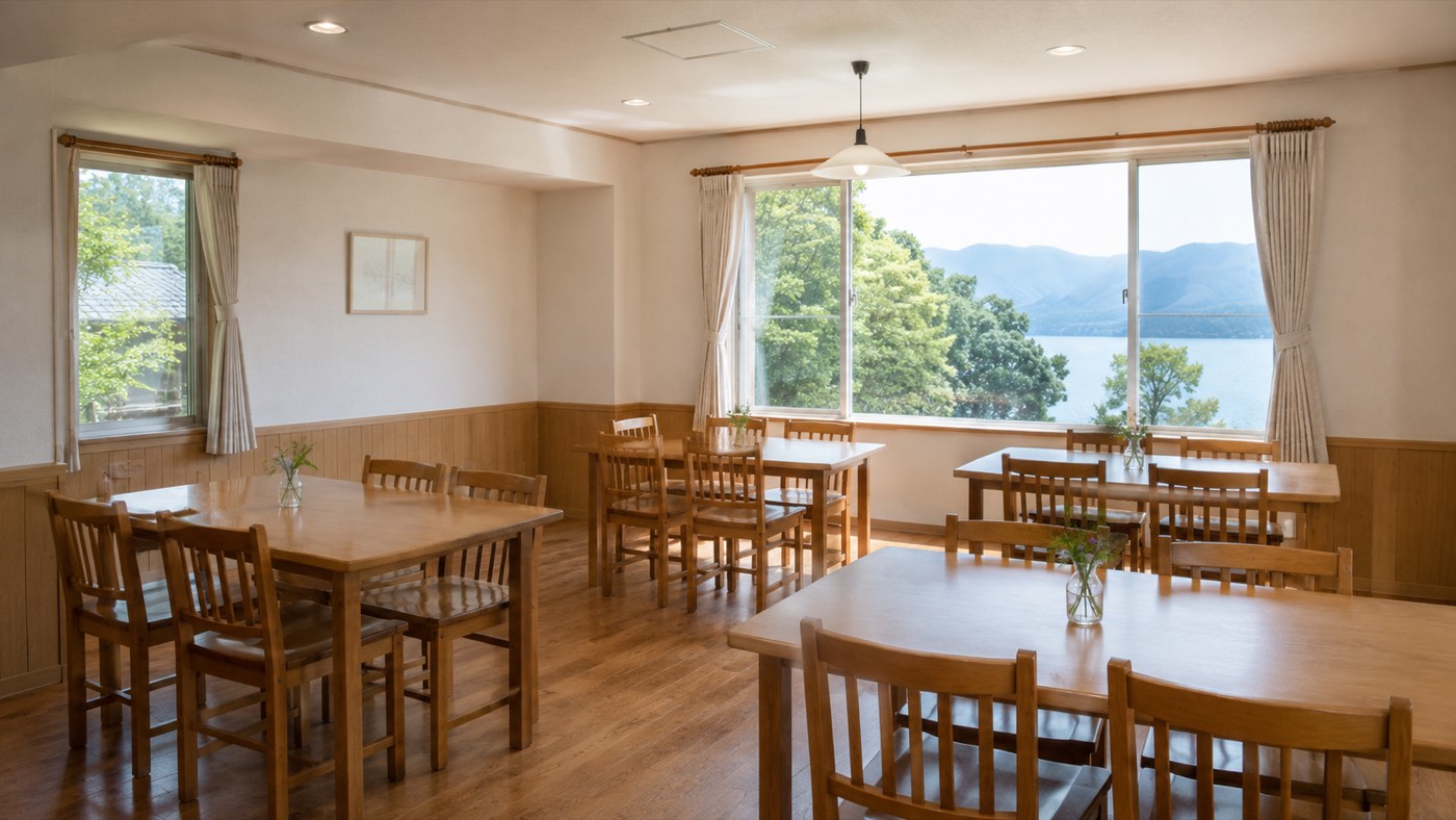 湖側に窓が並ぶ食堂（イメージ）