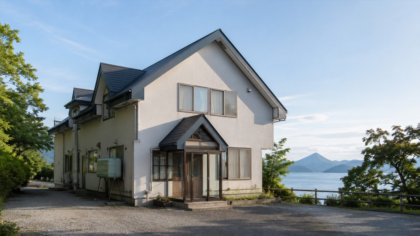 洞爺湖畔に建つペンションほとりやの外観（イメージ）